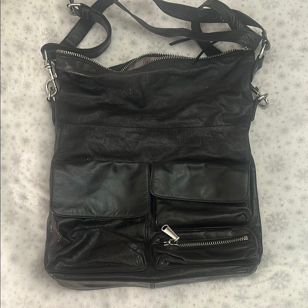 HOBO Black Hobo Bag with Textured Finish